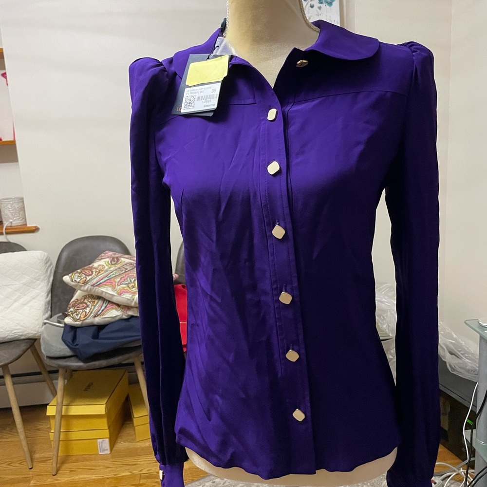 Louis Vuitton Puffy-Sleeve Blouse, NWOT